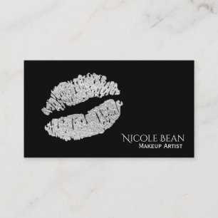 Carte De Visite Silver Lips Faux Sparkle Kiss Beauty Maquillage Ch