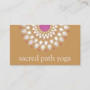 Carte De Visite Silver Lotus Mandala Floral Yoga Enseignant