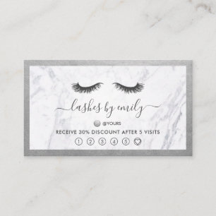 Carte De Visite Silver & Marble Eyelash Spécialiste de la beauté