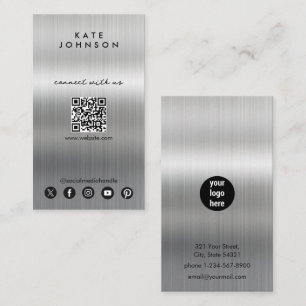 Carte De Visite Silver Metal Les Médias Sociaux Modernes Se Connec