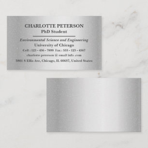 Carte De Visite Silver Metallic PhD - Étudiant diplômé