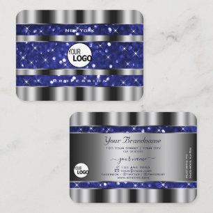 Carte De Visite Silver Royal Blue Sparkle Parties scintillant ajou