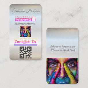 Carte De Visite Silver Social Media QR Code -Photographies