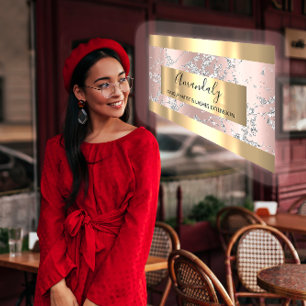 Carte De Visite Silver Strokes Marble Beauty Shop Rose VIP