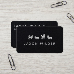 Carte De Visite Silver White Chien Silhouette Cloud Minimal