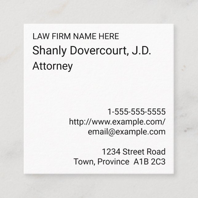 Carte de visite simple (Devant)