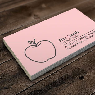 Carte De Visite Simple Apple School Teacher rose