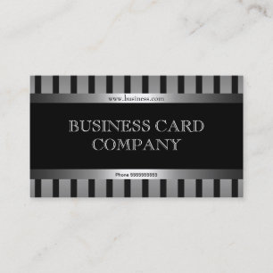 Carte De Visite Simple Argent Noir Stripe Élégant Classé