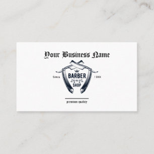 Carte De Visite Simple Barber Shop Razor Logo Code QR Professionne