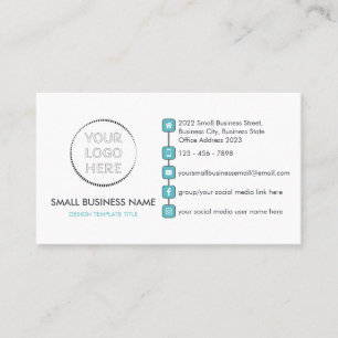 Carte De Visite Simple Biz Custom Logo Médias sociaux Icônes Turqu