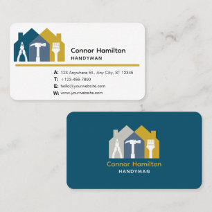 Carte De Visite Simple Black Blue Jaune Handman House Tools