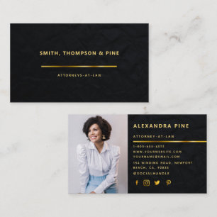 Carte De Visite Simple Black Gold Line Entreprise Photo