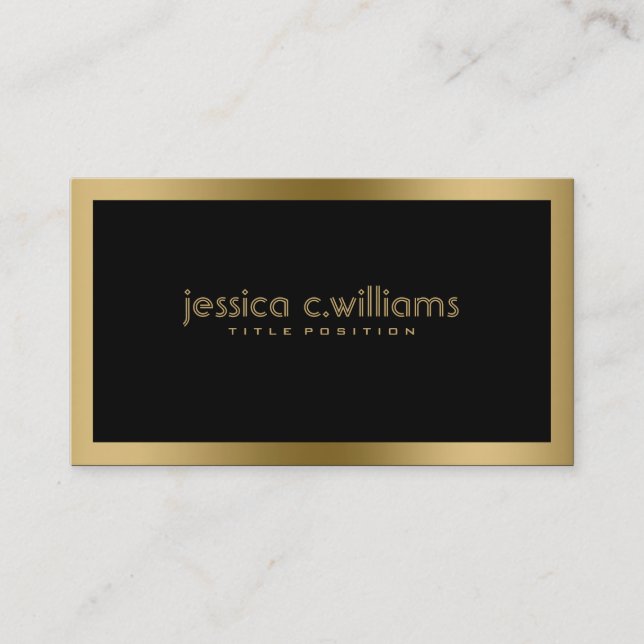 Carte De Visite Simple Black Whit Gold Frame (Devant)