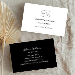 Carte De Visite Simple Black & White Main Fabriqué Savon Ajouter V