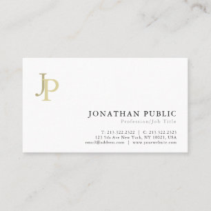 Carte De Visite Simple blanc élégant moderne de monogramme créatif