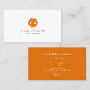 Carte De Visite Simple blanc et orange avec logo classique
