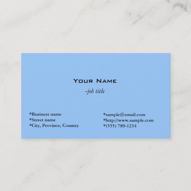 Carte de visite simple, bleu clair (Devant)