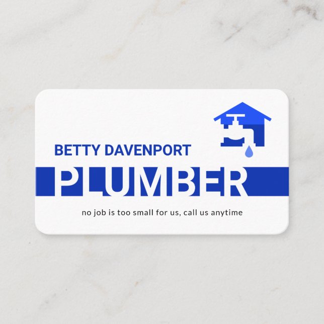 Carte De Visite Simple Blue Plumber Pipeline Layer (Devant)