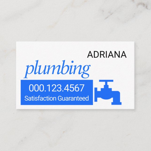 Carte De Visite Simple Blue Water Box Plumbing (Devant)