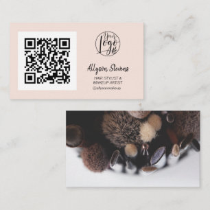 Carte De Visite Simple blush rose cheveux maquillage photo qr code