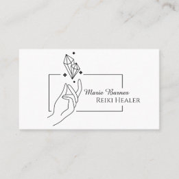 Carte De Visite Simple Boho Reiki Guérisseur cristal main moderne