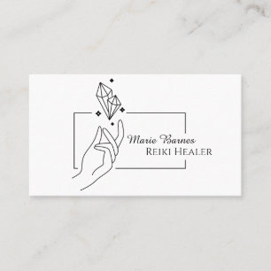 Carte De Visite Simple Boho Reiki Guérisseur cristal main moderne
