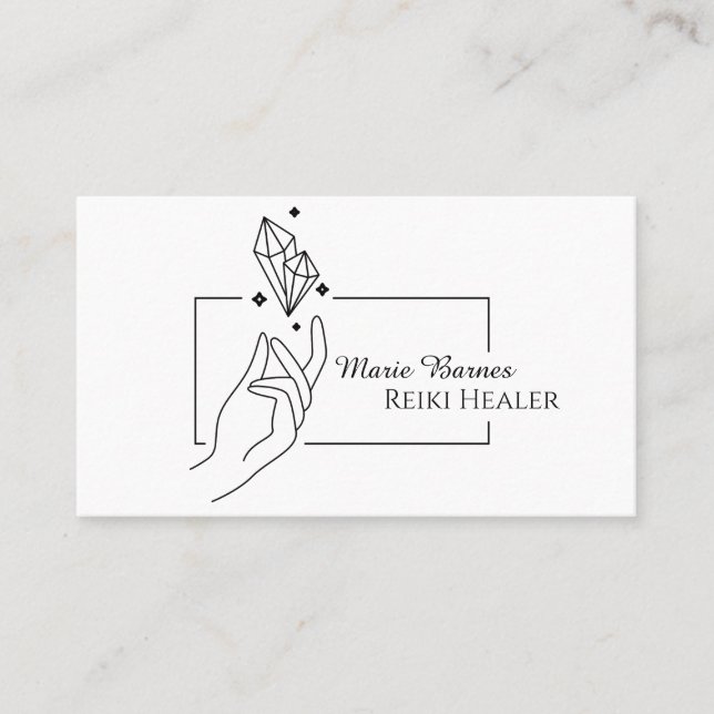 Carte De Visite Simple Boho Reiki Guérisseur cristal main moderne (Devant)