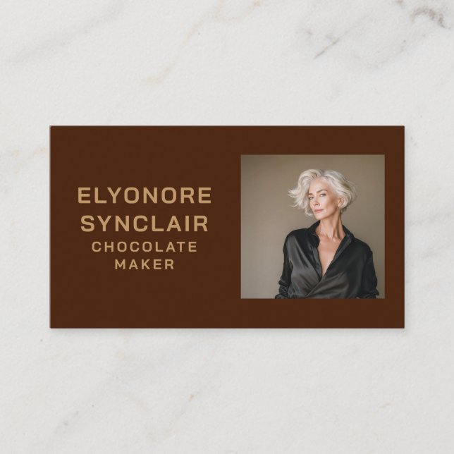Carte De Visite Simple Brown Chocolate Maker Photo Social QR Code  (Devant)