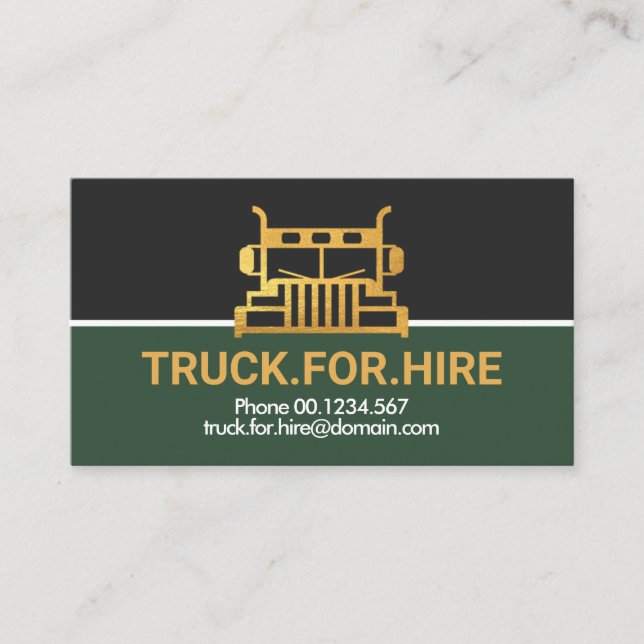 Carte De Visite Simple Camion De Signalisation De Camion D'Or Pour (Devant)