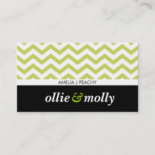 Carte De Visite simple chevron motif moderne noir citron vert