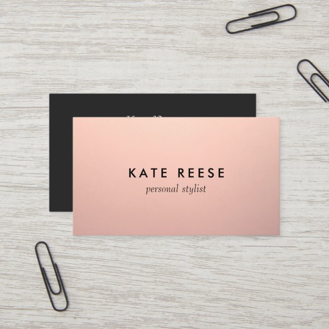Carte De Visite Simple Chic Rose en cuivre Gold Professional Styli (Devant/Arrière en situation)