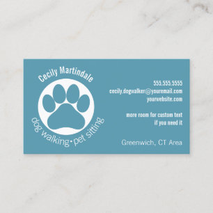 Carte De Visite Simple chien Walker animal de compagnie Sitter ble