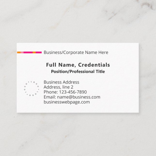 Carte De Visite Simple Classic Business Logo Entreprise Rose Orang (Devant)