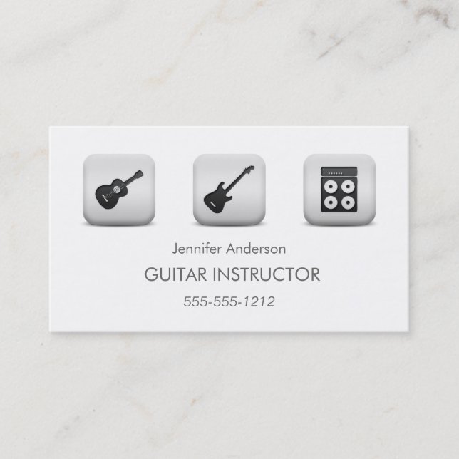 Carte De Visite Simple Clean GUITAR Music Tutor Photo Collage (Devant)