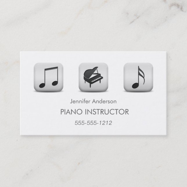 Carte De Visite Simple Clean Piano Music Tutor Photo Collage (Devant)