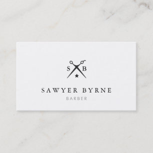 Carte De Visite Simple coiffeur Barber Ciseaux Logo Blanc