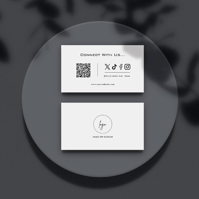 Carte De Visite Simple Connect With Us Social Media QR Code Logo (Créateur téléchargé)