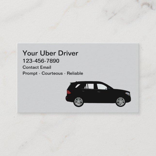 Carte De Visite Simple Cool Uber Driver SUV Business Cards (Devant)