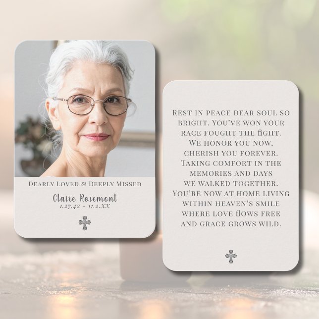 Carte De Visite Simple Cross Photo Funeral Prayer Card (Simple Cross Photo Funeral Prayer Card
)
