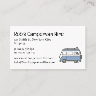 Carte De Visite Simple Cute Campervan Hire Business Card