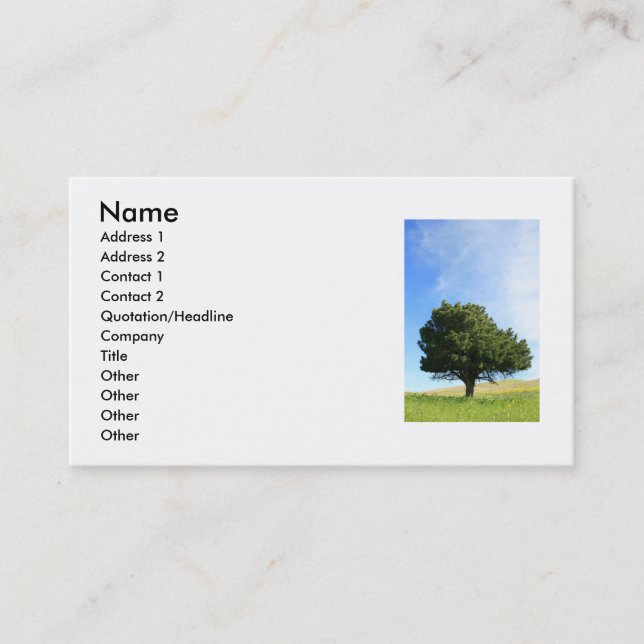 Carte de visite simple d'arbre (Devant)