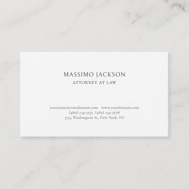 Carte de visite simple d'avocat unique (Devant)