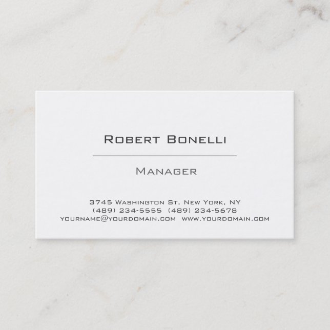 Carte de visite simple de Black White Manager (Devant)