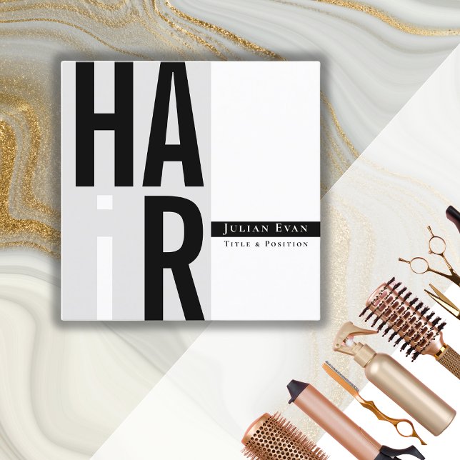 Carte de visite simple de coiffeur noir et blanc (Créateur téléchargé)