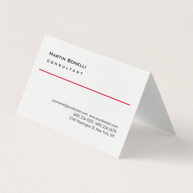 Carte de visite simple de consultant blanc moderne (Devant)