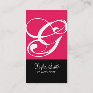 Carte de visite simple de monogramme (magenta)