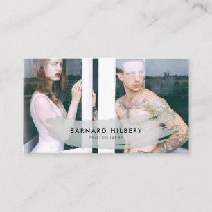 Carte de visite simple de pinceau gris photographe