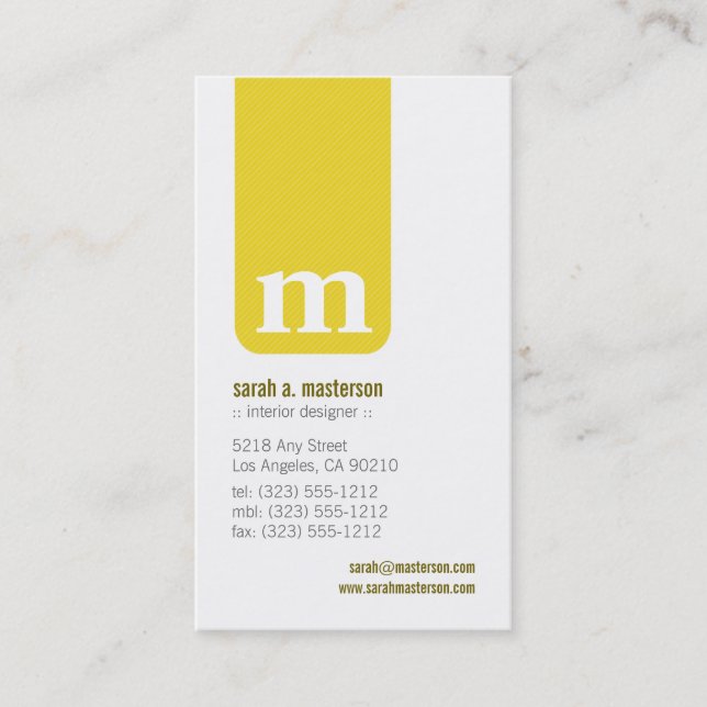 Carte de visite simple du concepteur de monogramme (Devant)