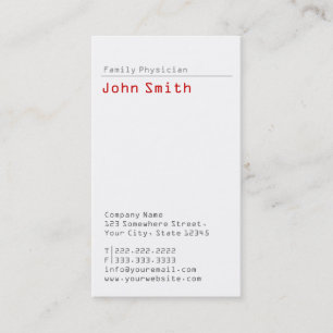 Carte de visite simple du médecin de famille simpl