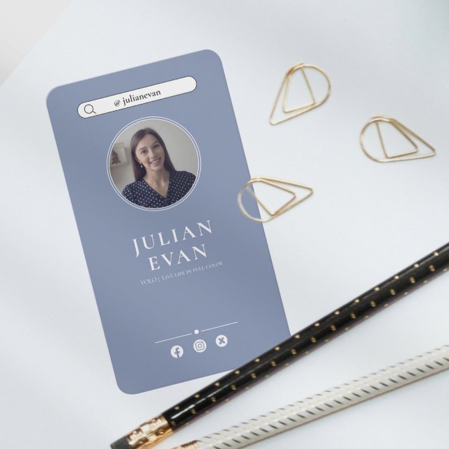 Carte De Visite Simple Dusty Blue Photo Consultant en soins de san (Créateur téléchargé)